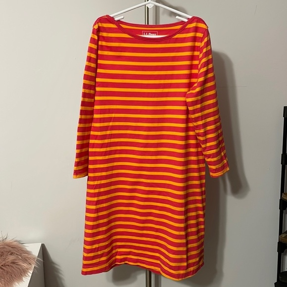 L.L Bean orange striped dress size 12 - Picture 1 of 3